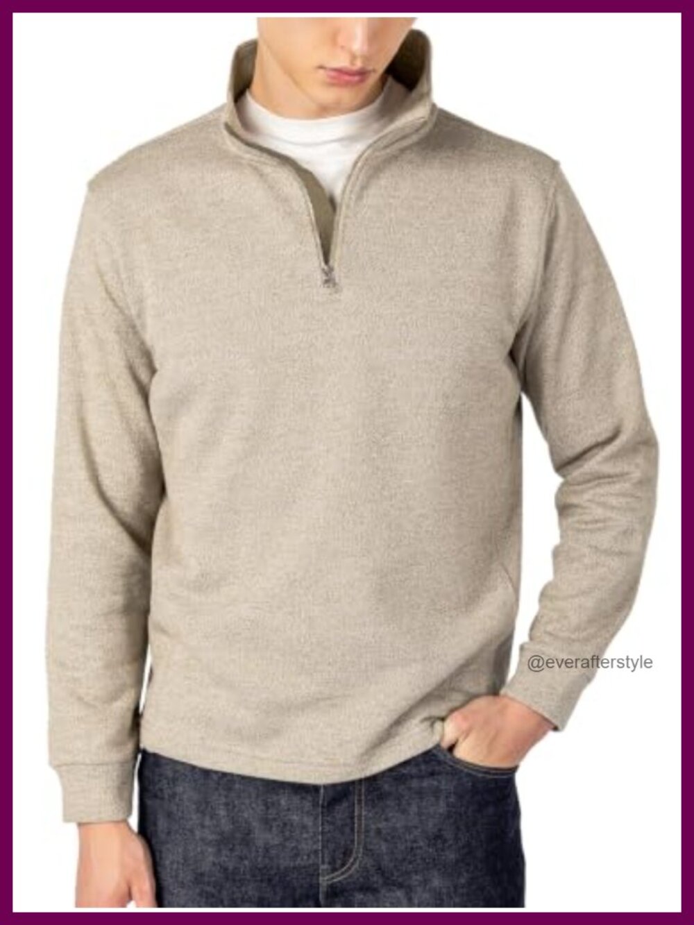 Men's Cotton Blend Quarter Zip Pullover Knit Long Sleeve Shirt